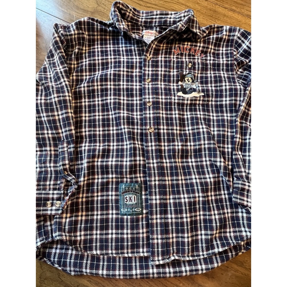 Disney Store Mickey's Ski Lodge Heavy Flannel Embroidered Shirt Mens Sz Medium